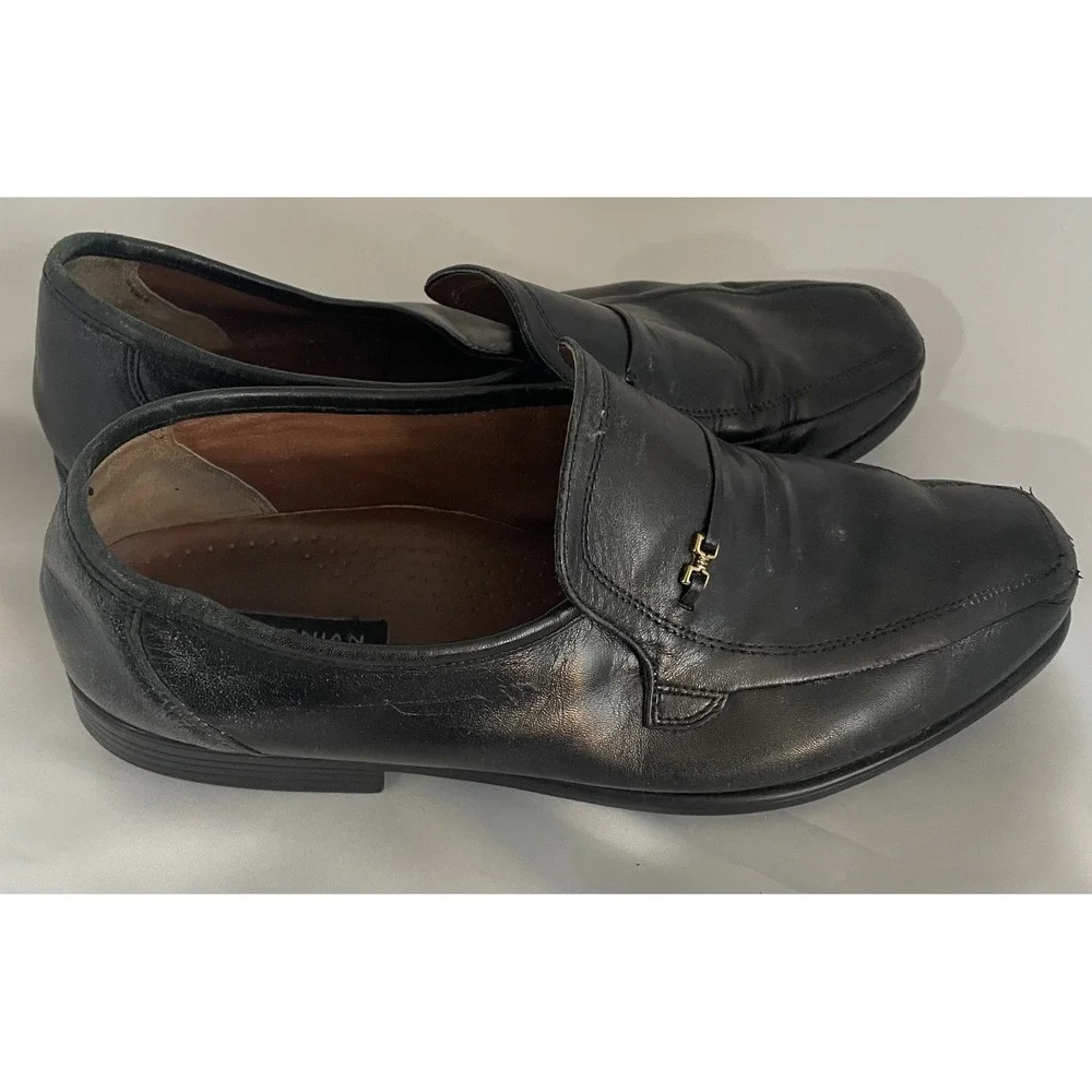 Bostonian Loafers Mens 11 Leather Slip On Black Wide Comfort
